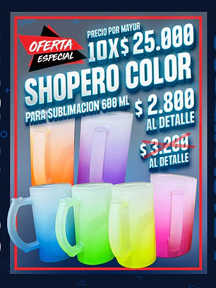 Shopero premium empavonado para sublimacion base color 16 oz oferta por mas de 10 unidades