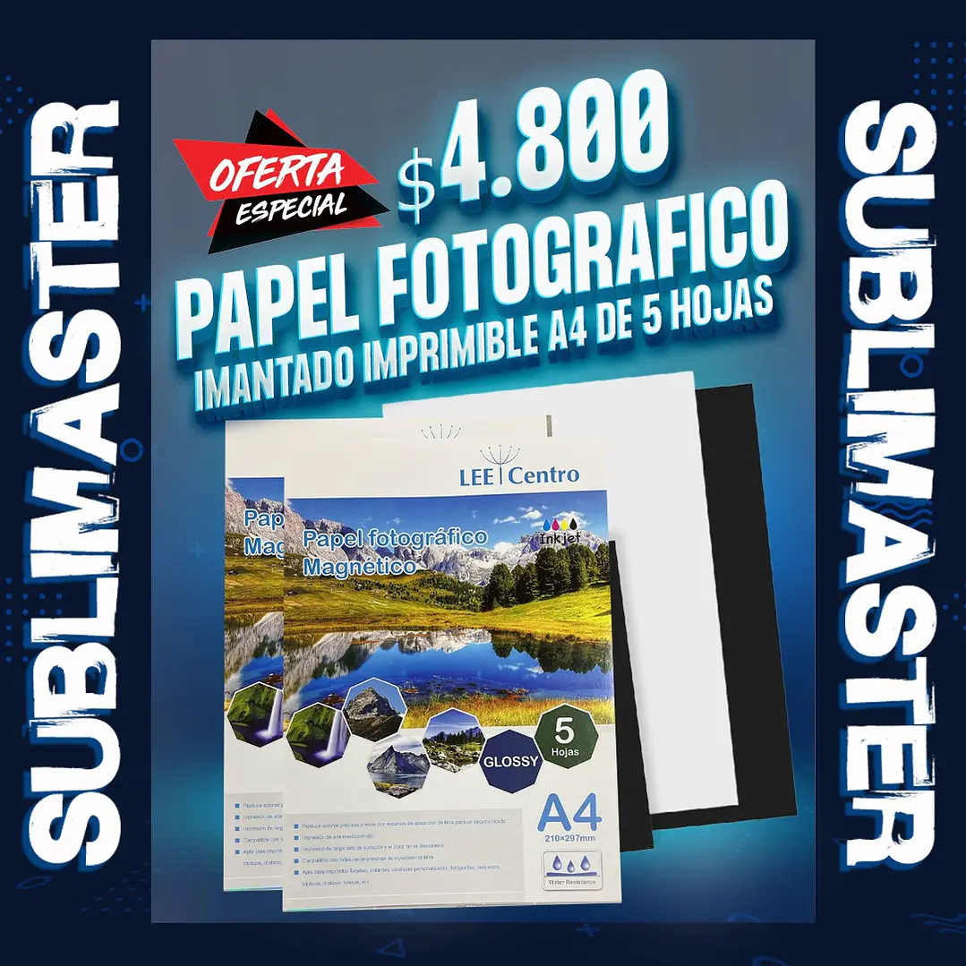 Papel fotografico imantado imprimible tamaño A4 de 5 hojas  1
