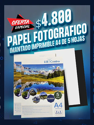 Papel fotografico imantado imprimible tamaño A4 de 5 hojas 
