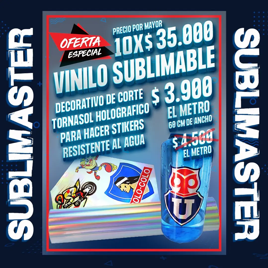 Vinilo sublimable holografico tornasol para stickers resistente al agua oferta por mayor de 10 metros  1