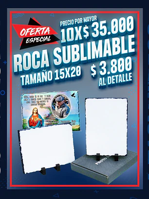 Roca rectangular sublimable 15x20 cm incluye cajita y soportes oferta por mas de 10 unidades