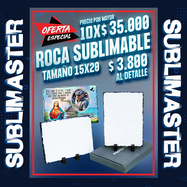 Roca rectangular sublimable 15x20 cm incluye cajita y soportes oferta por mas de 10 unidades 1
