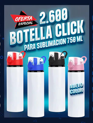 Botella bs 750 ml aluminio tapa click c/seguro