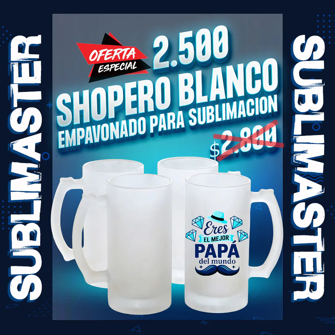 Shopero para sublimacion blanco premium empavonado 16 oz 1