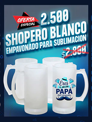 Shopero para sublimacion blanco premium empavonado 16 oz