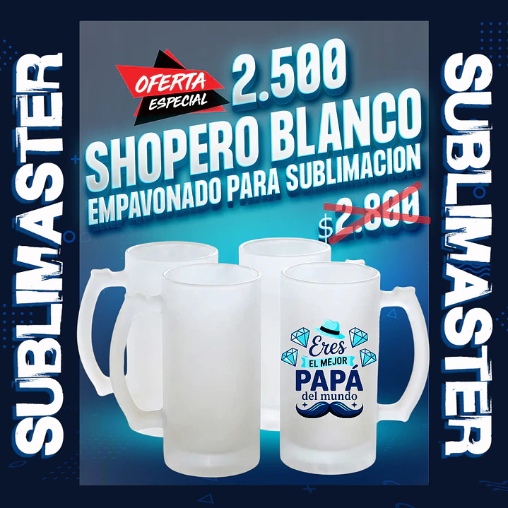 Shopero para sublimacion blanco premium empavonado 16 oz 1