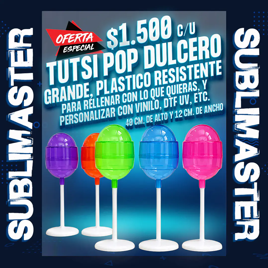 Tutsi pop, dulcero grande, plastico resistente  1