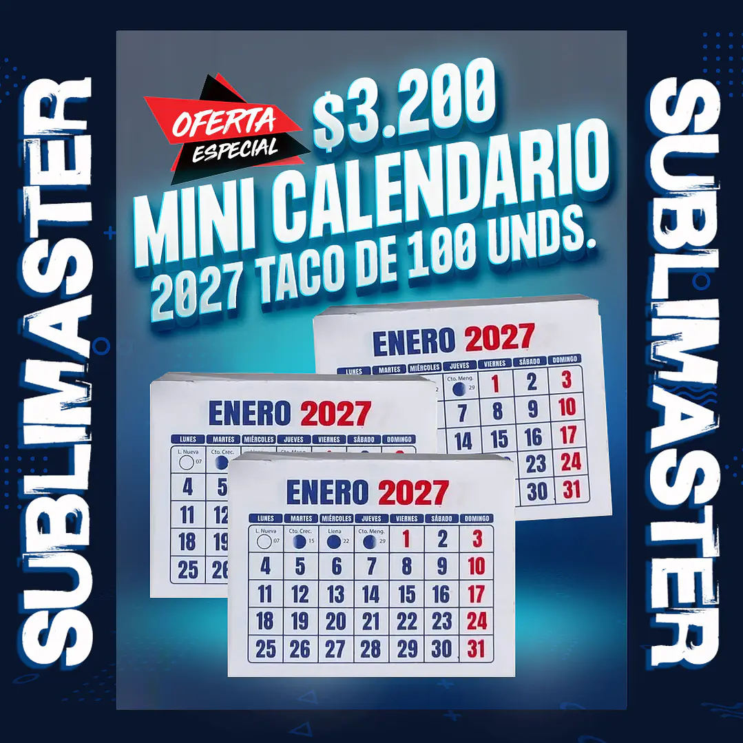 Mini calendario 2027 taco de 100 unidades  1