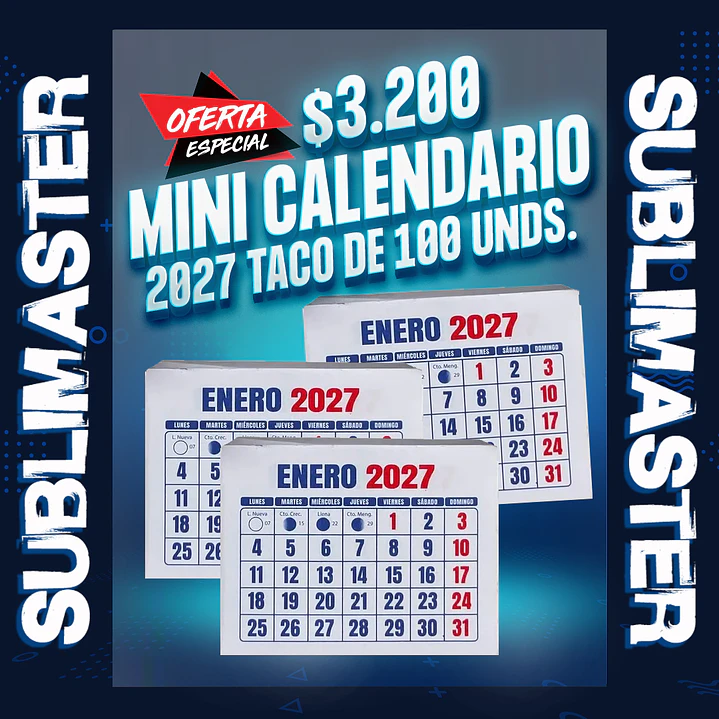 Mini calendario 2027 taco de 100 unidades  1