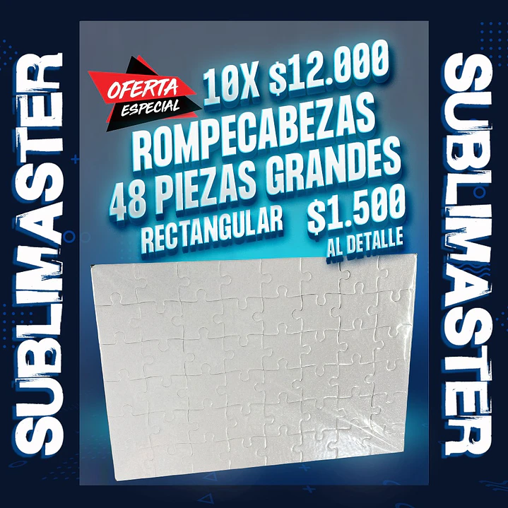Puzzle rompecabezas sublimable 48 piezas blanco brillante tamaño A4 20x30  1