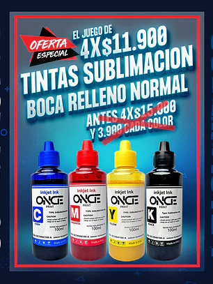Tintas de sublimacion calidad premium 100ml juego de 4