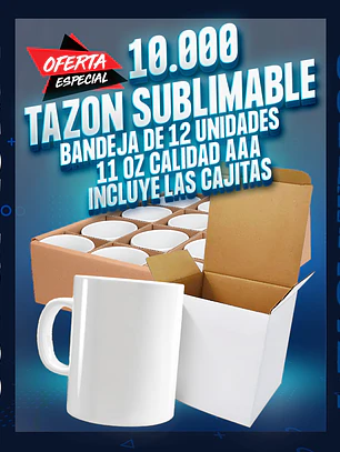 Tazon premiun calidad AAA 11 oz para sublimacion bandeja de 12 unidades incluye las cajitas