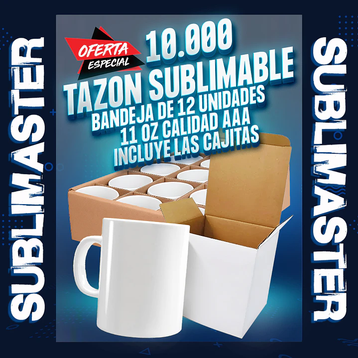 Tazon premiun calidad AAA 11 oz para sublimacion bandeja de 12 unidades incluye las cajitas 1