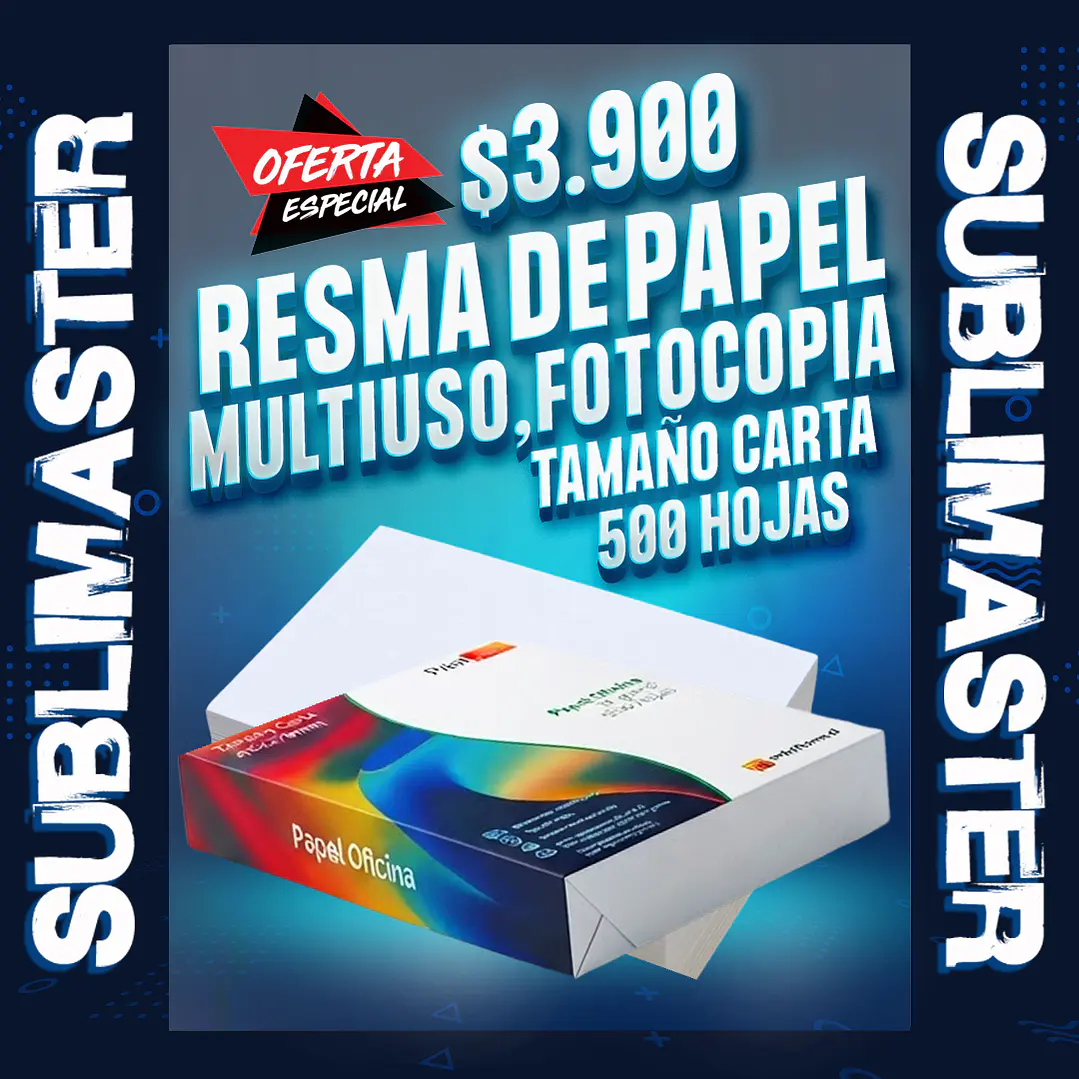 Resma de papel multiuso, fotocopia tamaño carta, 500 hojas 1