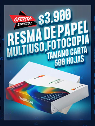 Resma de papel multiuso, fotocopia tamaño carta, 500 hojas