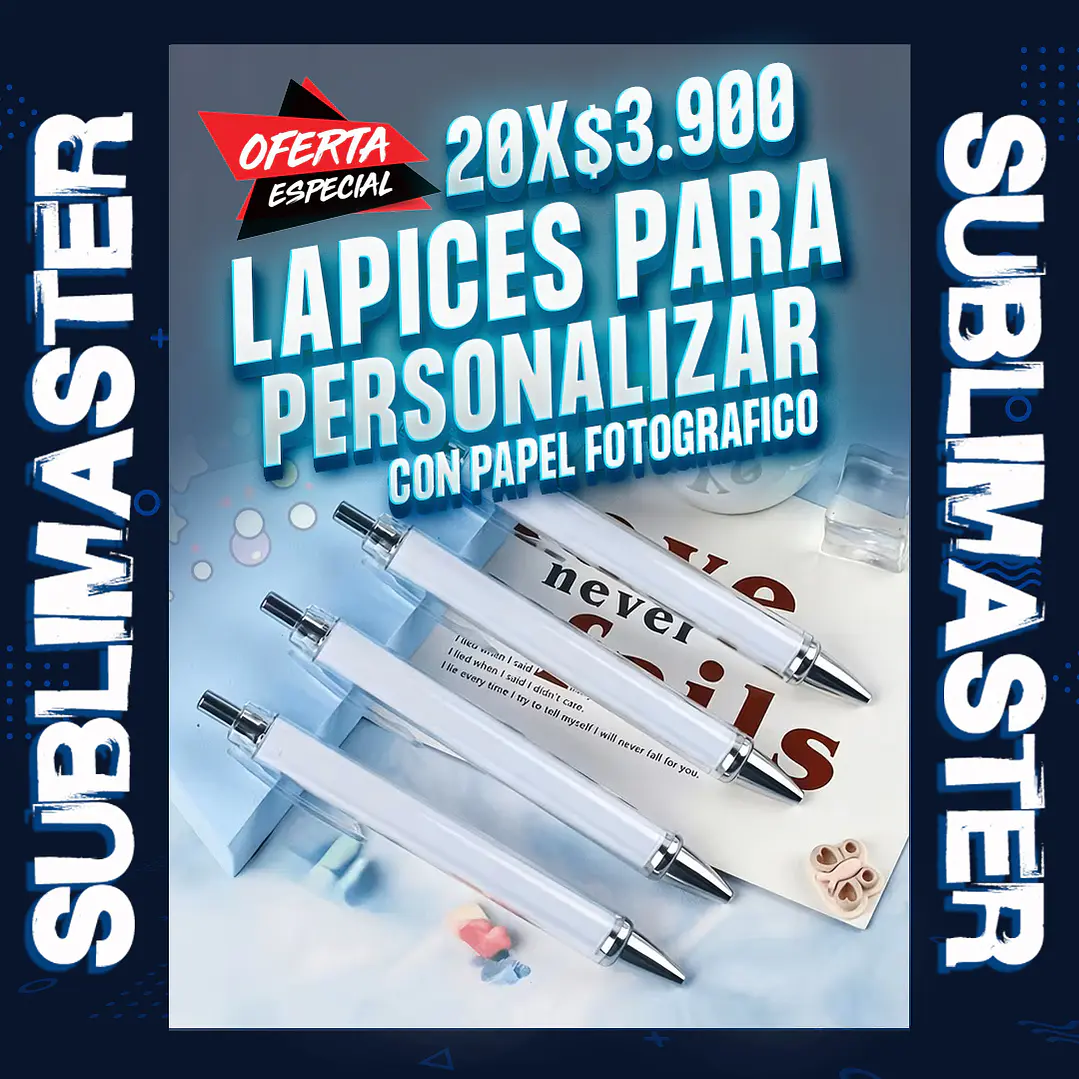 Lapices blancos para personalizar con papel fotografico 20 unidades 1