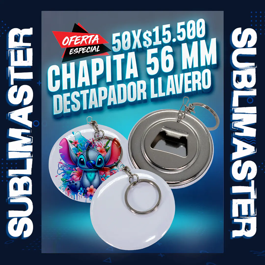 Chapita 56 mm. destapador llavero 50 unidades 1