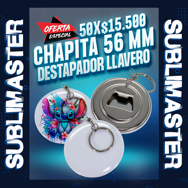 Chapita 56 mm. destapador llavero 50 unidades 1