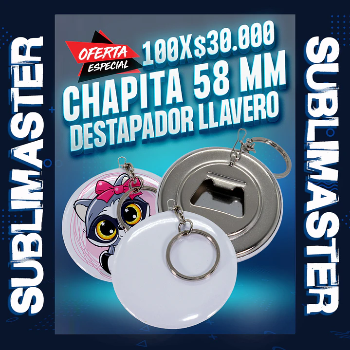 Chapita 58 mm. destapador llavero 100 unidades 1