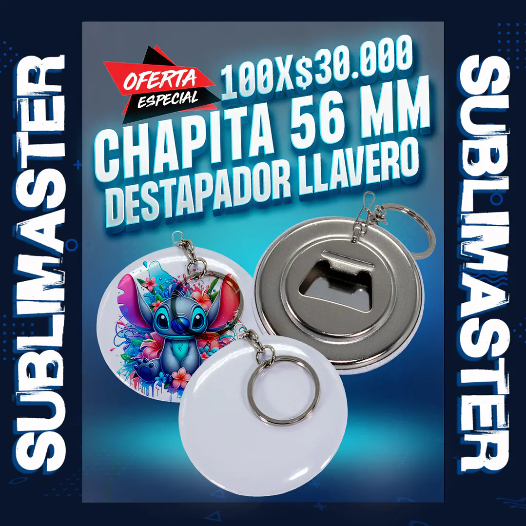 Chapita 56 mm. destapador llavero 100 unidades 1