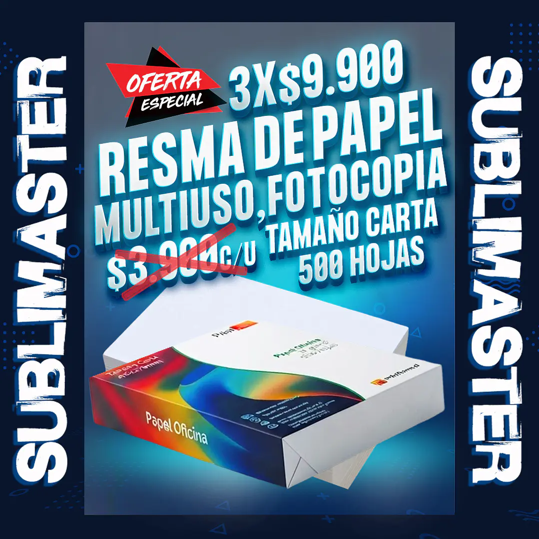 Resma de papel multiuso, fotocopia tamaño carta, 500 hojas oferta 3 unidades 1