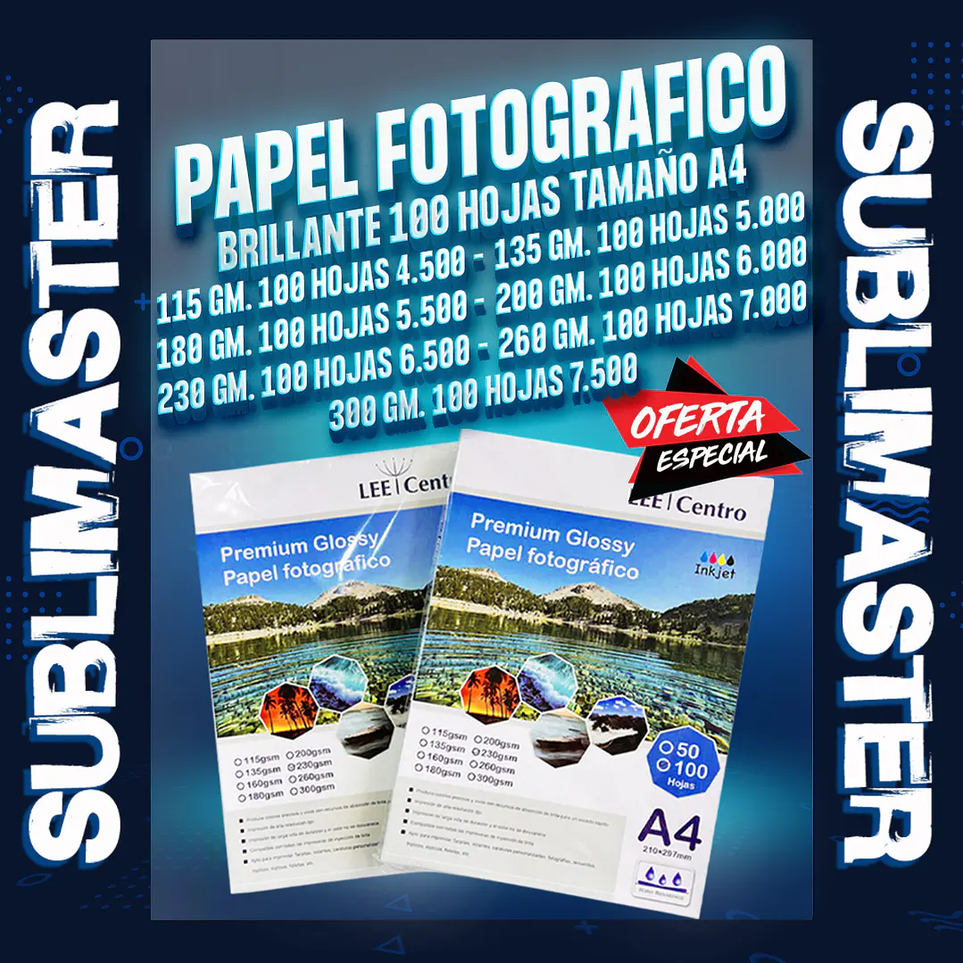 Papel fotografico brillante tamaño A4 lee centro 1