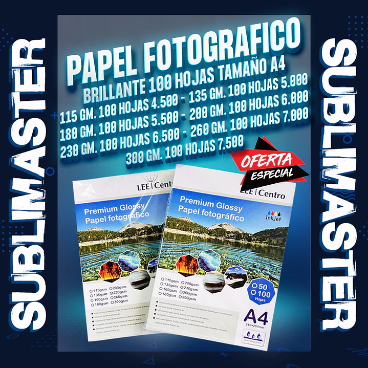 Papel fotografico brillante tamaño A4 lee centro 1
