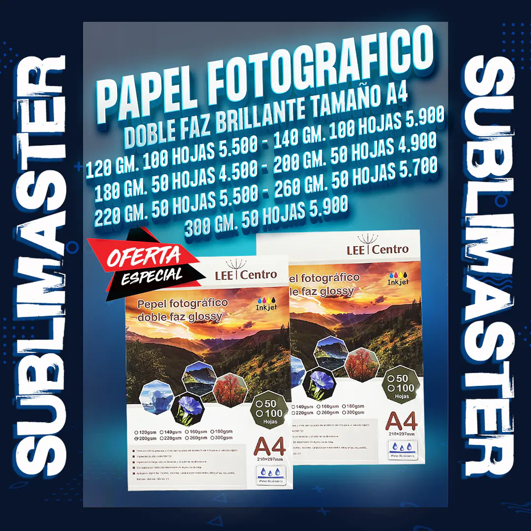 Papel fotografico doble cara brillante A4  1