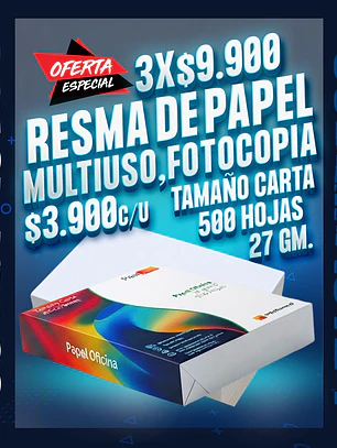 Resma de papel multiuso, fotocopia tamaño carta, 500 hojas oferta 