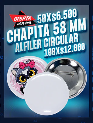 Chapita 58 mm. alfiler circular 