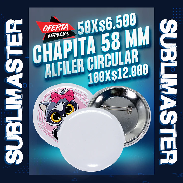 Chapita 58 mm. alfiler circular  1