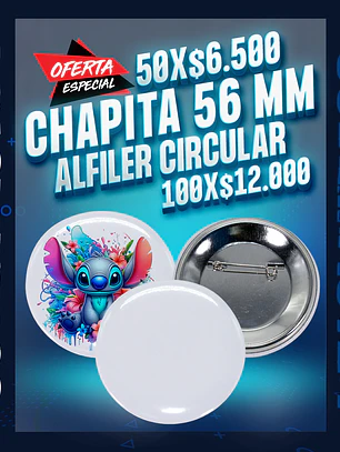 Chapita 56 mm. alfiler circular 