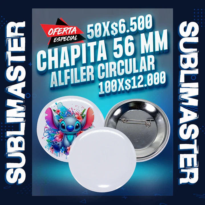 Chapita 56 mm. alfiler circular  1