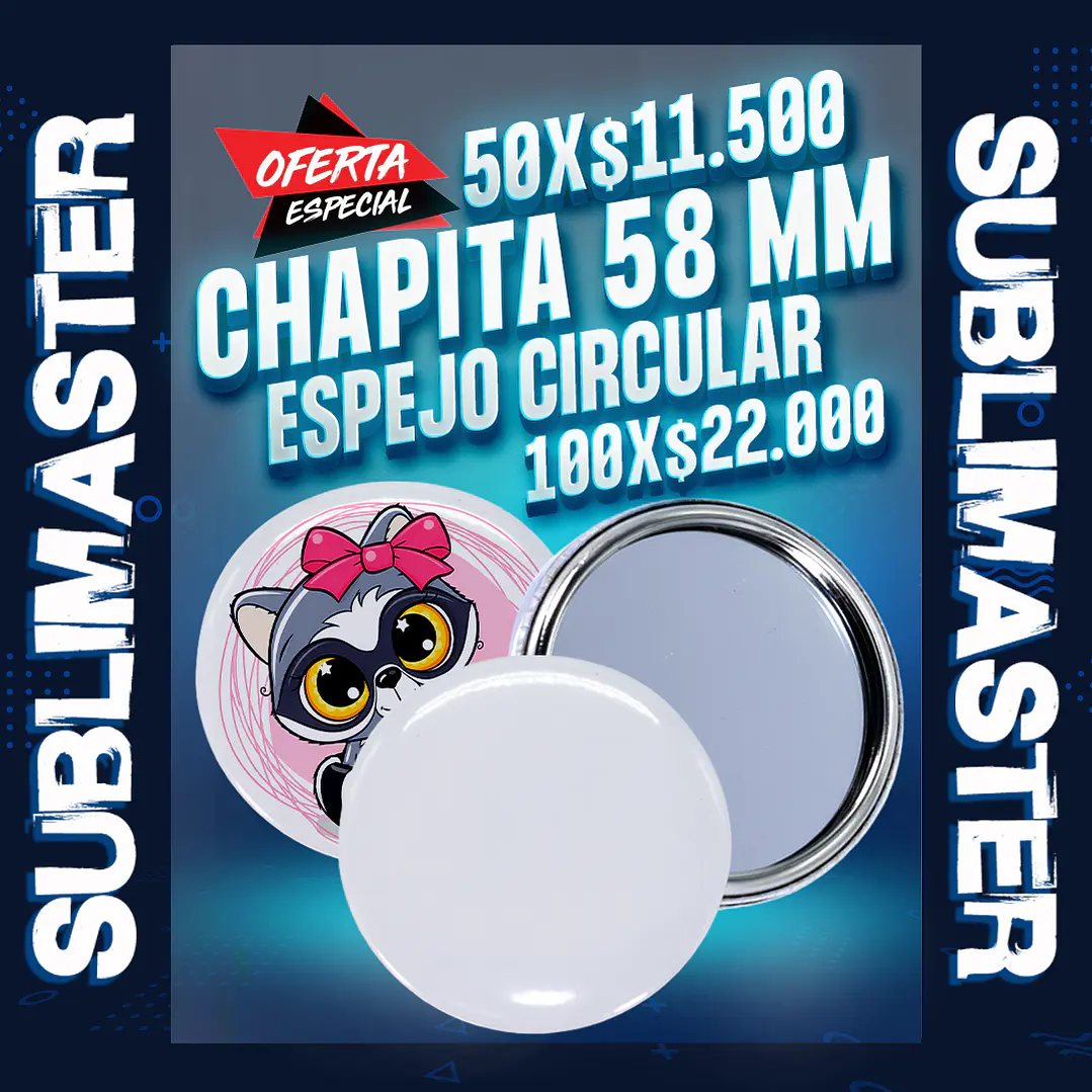 Chapita 58 mm. espejo circular  1
