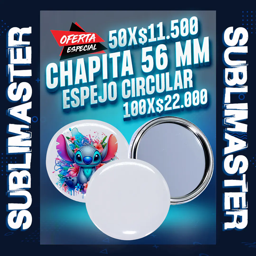 Chapita 56 mm. espejo circular  1