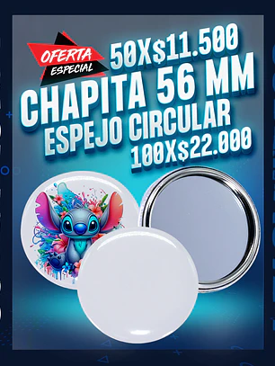 Chapita 56 mm. espejo circular 