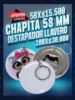 Chapita 58 mm. destapador llavero 