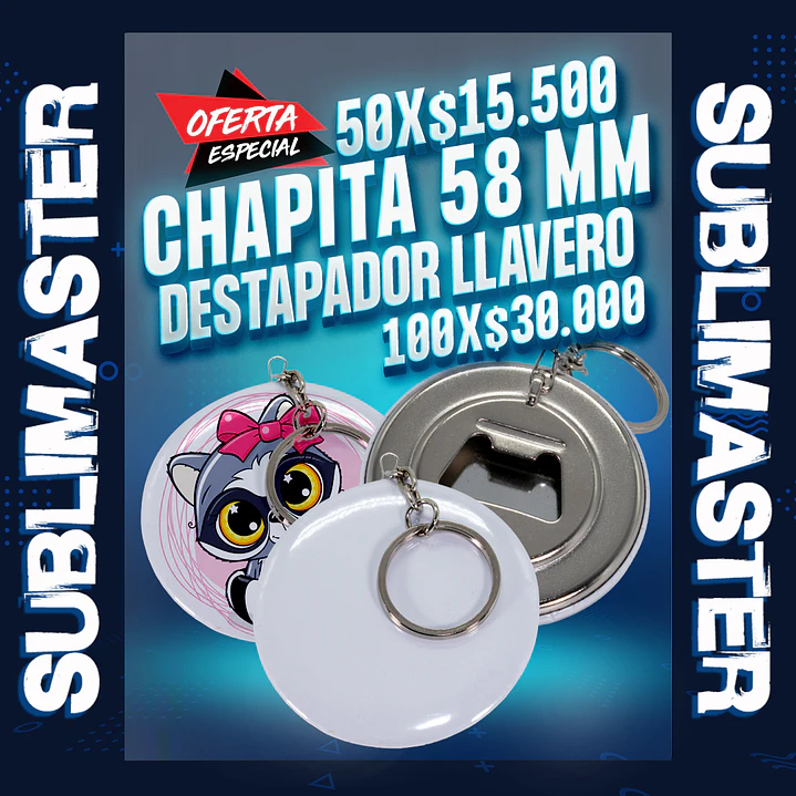 Chapita 58 mm. destapador llavero  1
