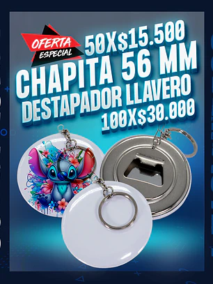 Chapita 56 mm. destapador llavero 
