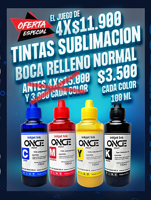 Tintas de sublimacion calidad premium 100ml 