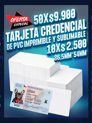Tarjeta credencial de pvc imprimible y sublimable 