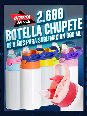 Botella chupetera sublimable para niños 600 ml 