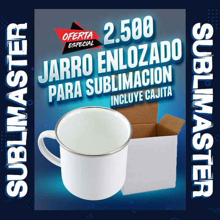 Jarro enlozado para sublimacion 12oz borde plateado y colores 1