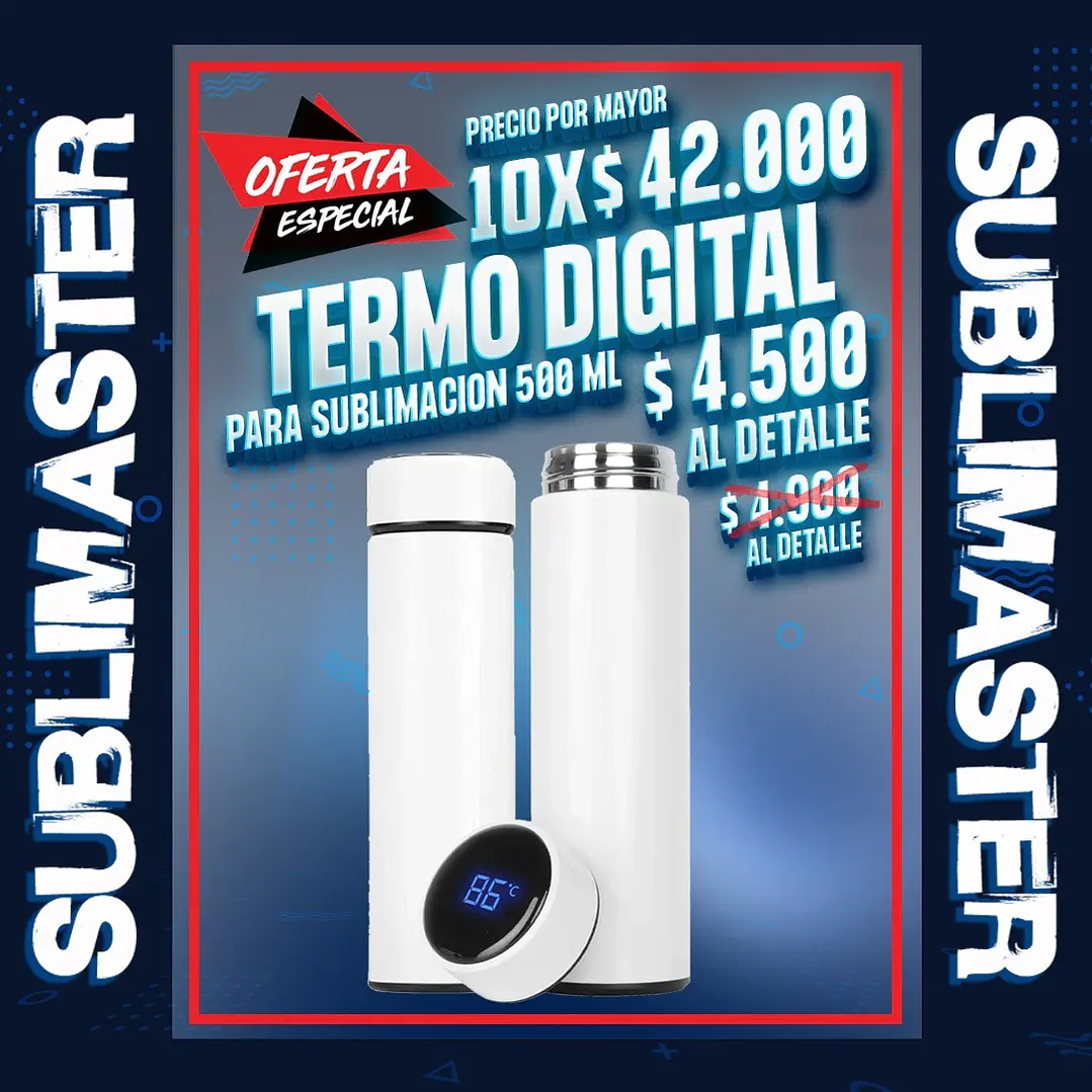 Termo digital blanco para sublimar 500 ml 1