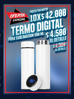 Termo digital blanco para sublimar 500 ml