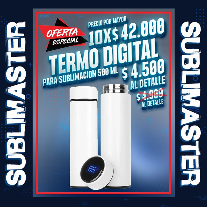 Termo digital blanco para sublimar 500 ml 1