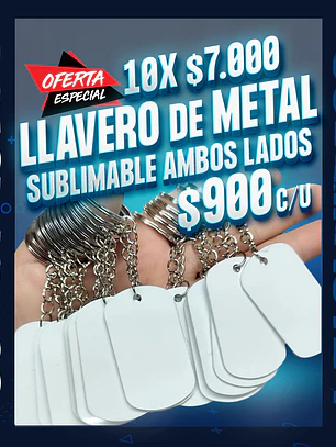LLavero de metal sublimable por ambos lados 50x30mm