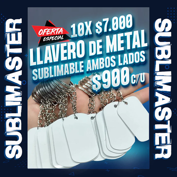LLavero de metal sublimable por ambos lados 50x30mm 1