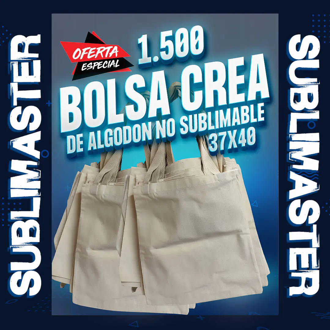Bolsa tela crea algodon no sublimable de 37x40 1