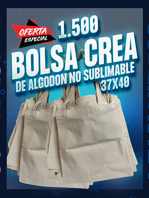 Bolsa tela crea algodon no sublimable de 37x40